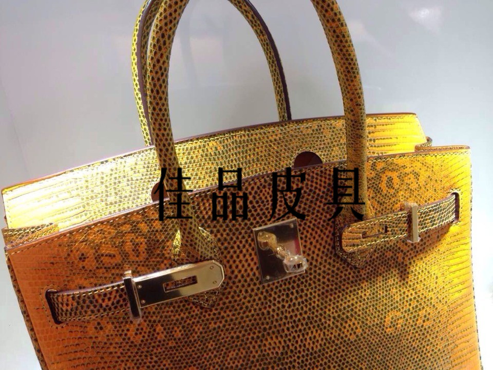 2013新款h家鉑金真蜥蜴皮birkin手提包原版五金