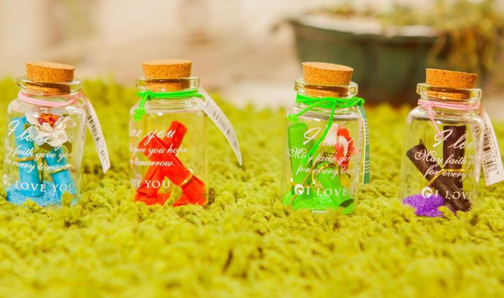 韩国文具 和创 细沙花语许愿瓶小号 玻璃漂流瓶 hc04477