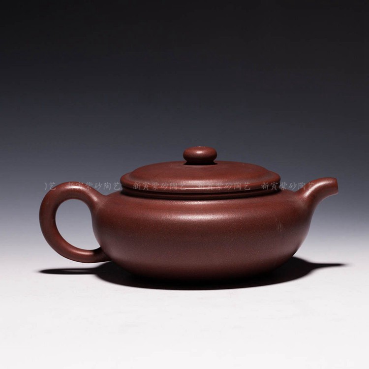 台湾回流 顾景舟款【扁仿古壶】(360cc)老紫泥