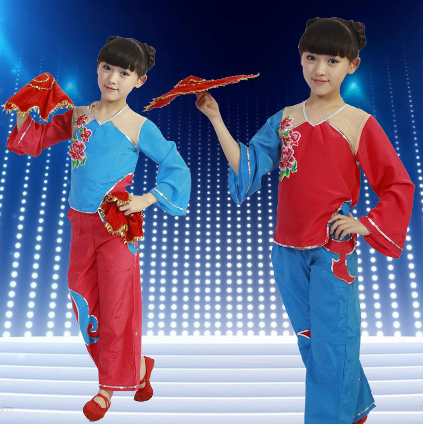 女童名族舞蹈表演服特价儿童东北二人转幼儿园少儿秧歌舞台演出服