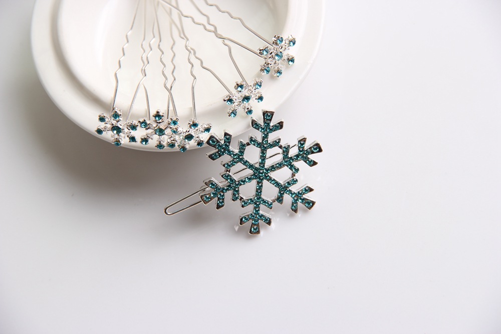 新款冰雪奇缘头饰u型发簪雪花发饰儿童发夹发卡速卖通新年礼物