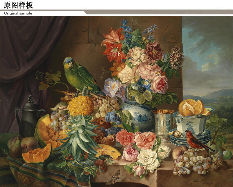 塞拉维 欧式油画客厅沙发电视背景墙大型墙纸墙布定制 花卉餐厅