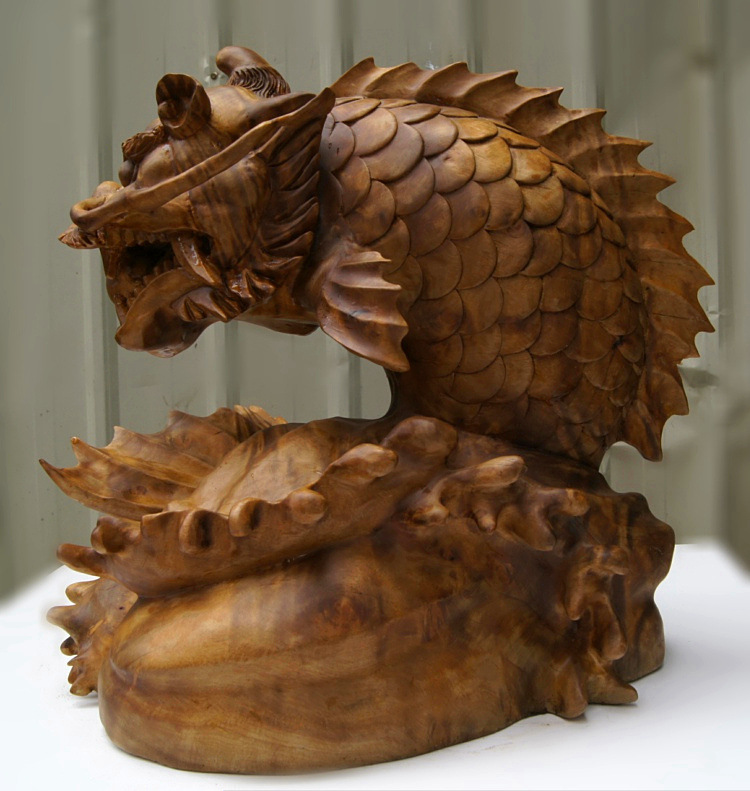 黄金樟精雕工艺品摆件 鳌龙木雕 高档家居会所酒店饰品 厂家直销图片