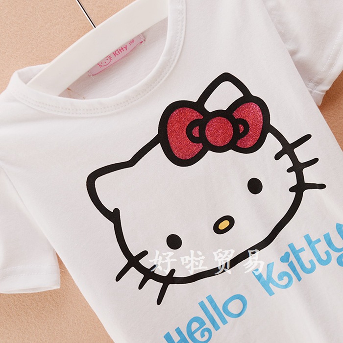 外贸原单 kt猫儿童t恤夏款 男女童汗衫