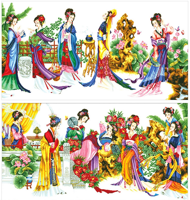 十二金钗新版精准印花布十字绣新款图案品牌厂家批发z-mb083/14