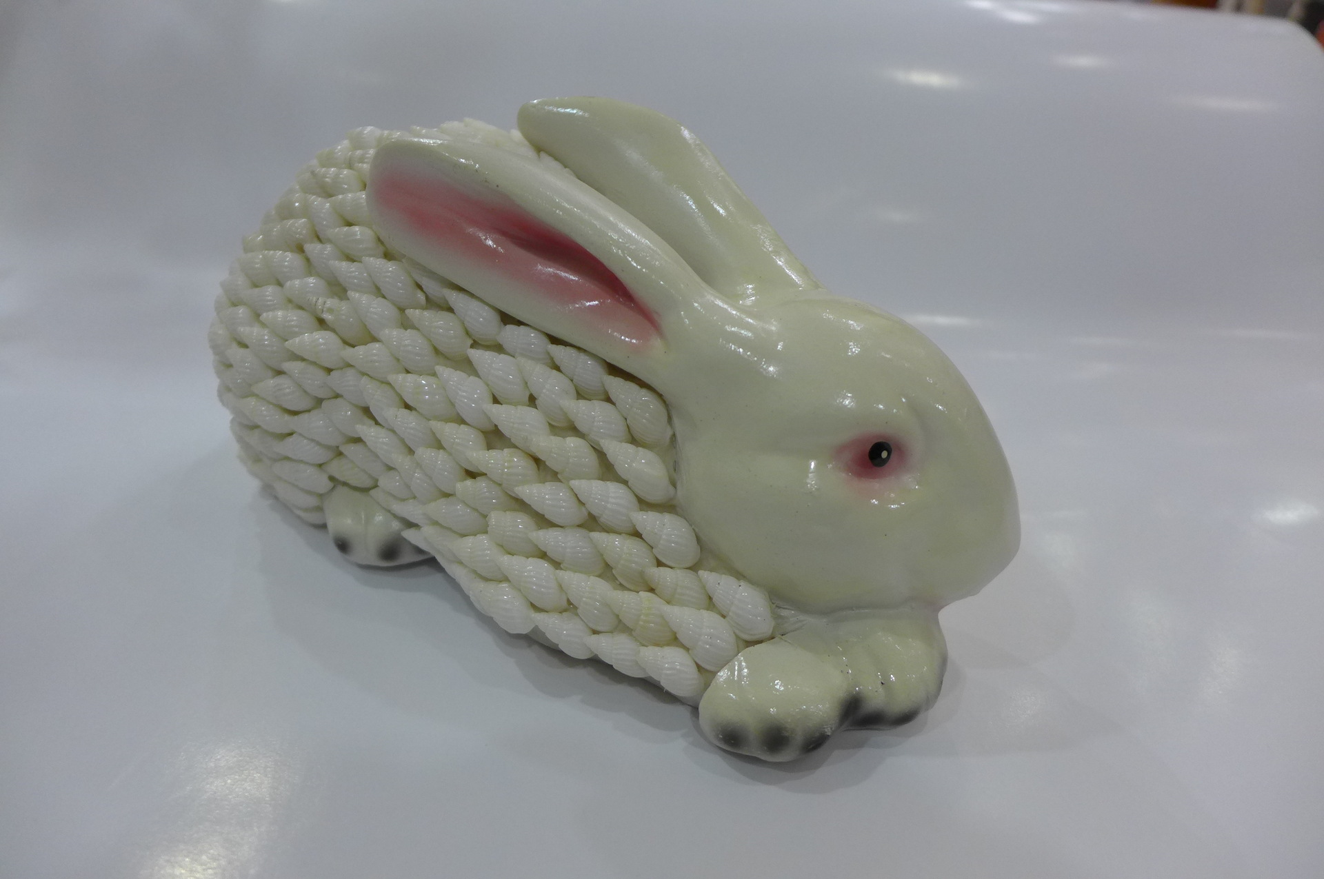 批发贝壳工艺品 天然海螺 存钱罐 贝壳动物摆件/《大白兔》