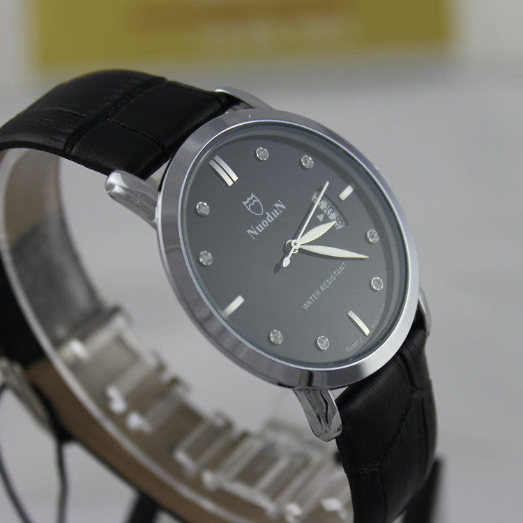 诺顿正品超薄情侣对表真皮手表带休闲 月牙双日历 最低价批发防水