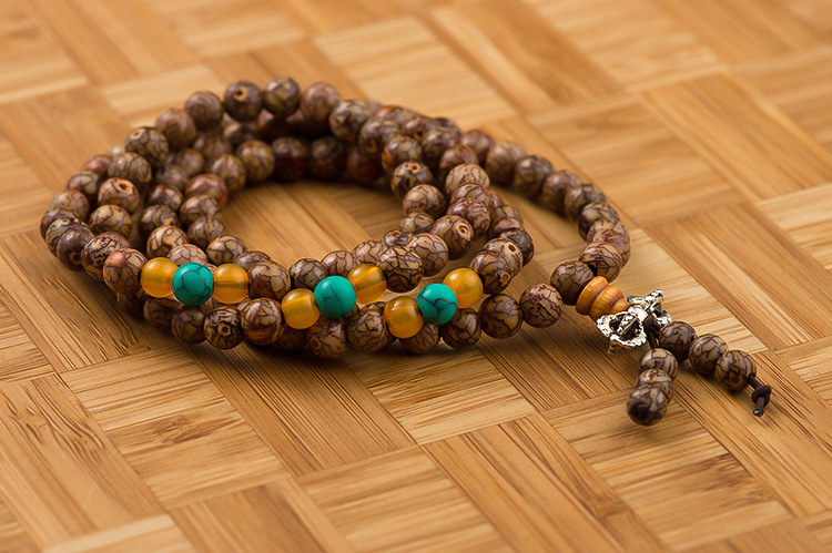 c008正宗小叶银杏木手串108颗 珠老料 男女手珠饰品 佛珠手链 25g