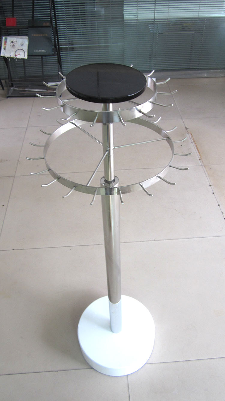 旋转双层皮带架落地展示架 服装腰带架金属不锈钢丝巾领带置物架