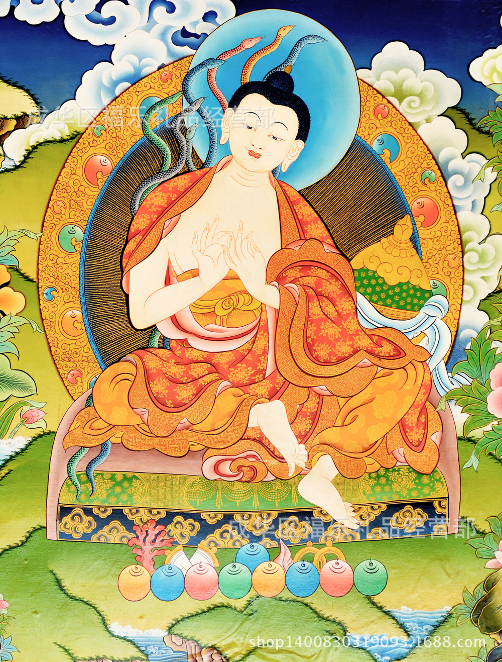 掐丝唐卡/景泰蓝手工艺画/景泰蓝重彩装饰画/龙树菩萨景泰蓝工艺