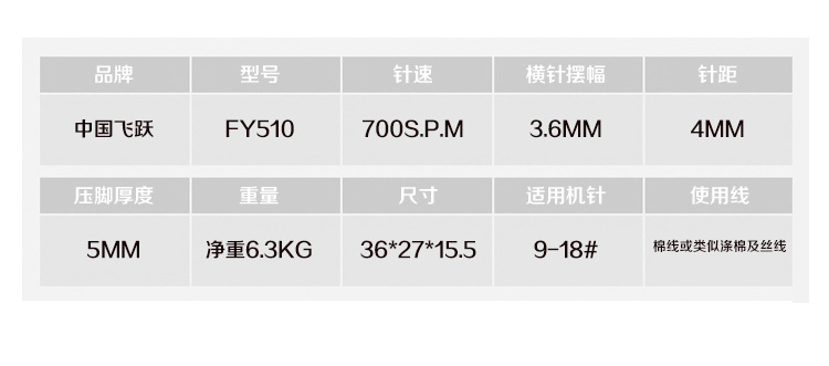 飞跃家用电动缝纫机fy510
