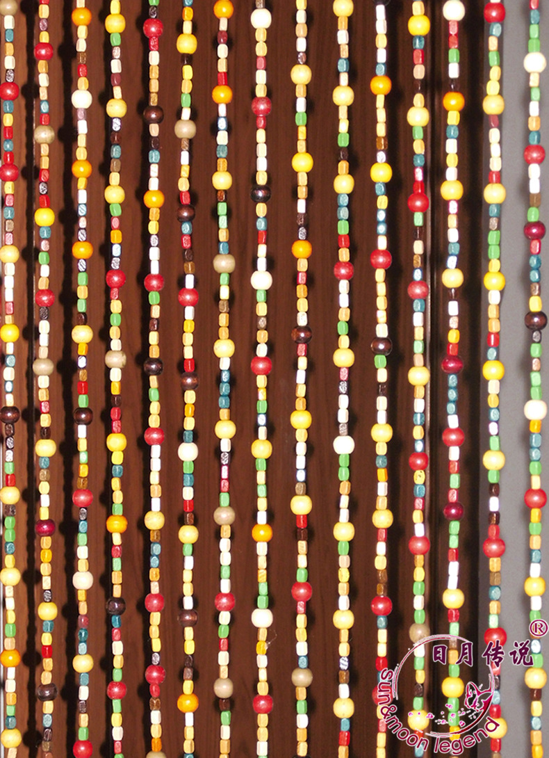 日月传说品质实木风水珠帘多彩实木珠帘玄关隔断卧室客厅装饰门帘