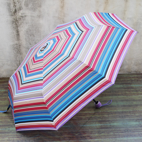 热销厂家直销条纹雨伞 三折伞便携式雨伞短柄折叠雨伞礼品广告伞