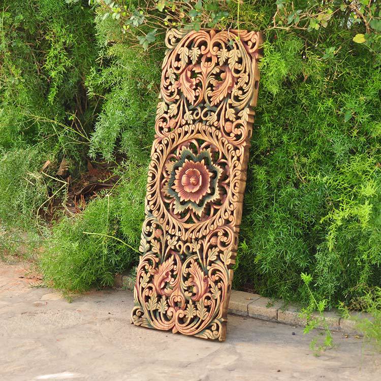 泰国木质工艺品 创意手工镂空雕花 实木墙面挂饰1005-102190
