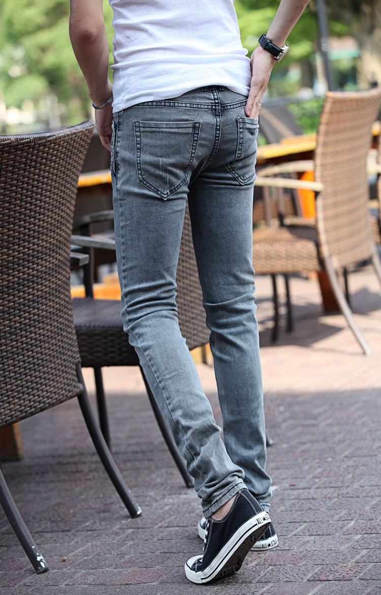 新款男款牛仔小脚裤 薄款男式中腰复古紧身弹力小脚铅笔裤男图片_6