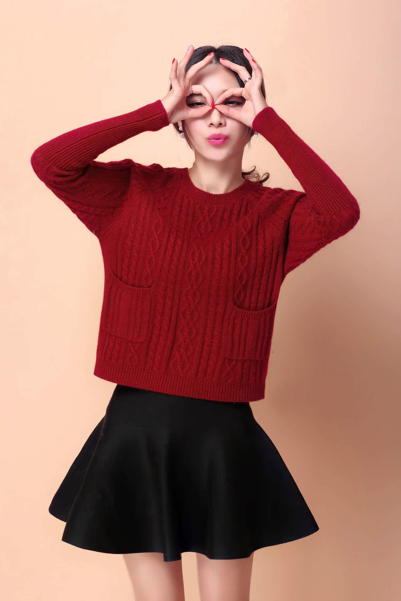 2014秋冬新款女装女士貂绒毛衣女套头衫韩版打底毛衣女式t恤衫