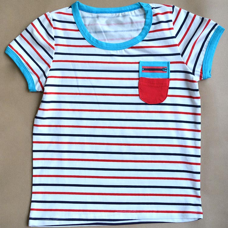 小豆丁童装6035# 2014夏装男童纯棉夏日时尚条纹t恤