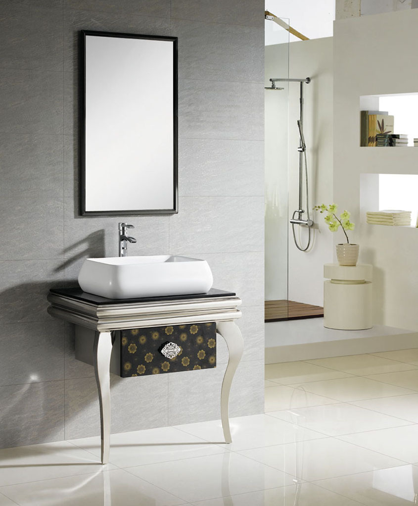 经典新品不锈钢浴室柜 卫浴柜组合洗脸台上盆08米欧式客厅洗手盆
