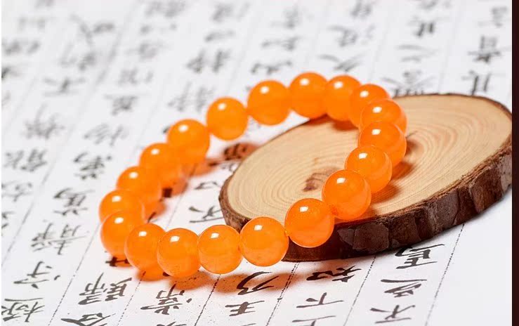 正品 天然水晶 橙玉髓 手链 女 韩版 时尚 显肤色 夏日必备