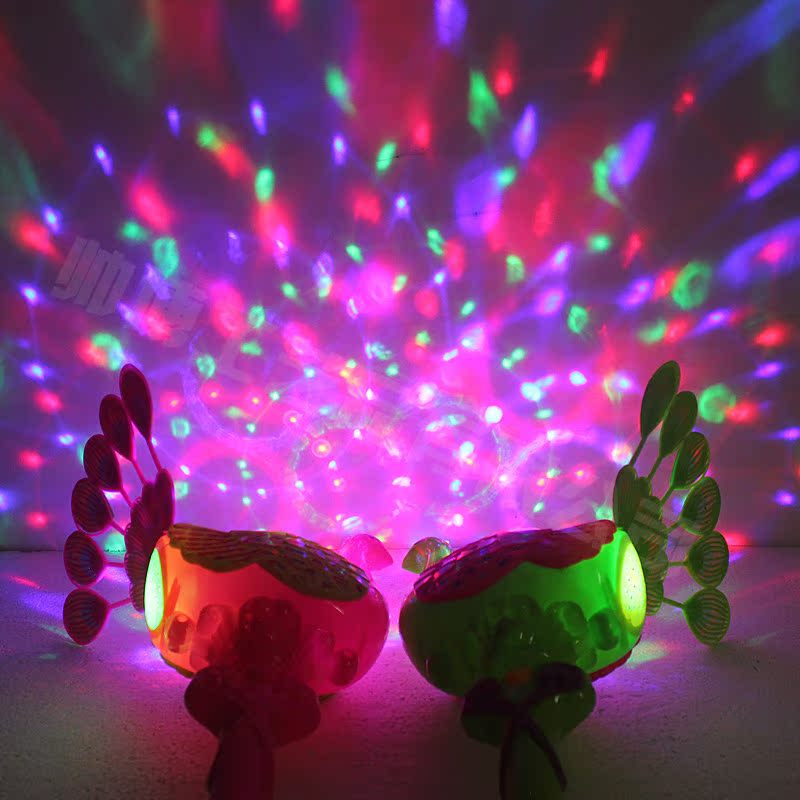 七彩孔雀投影魔法棒 发光音乐旋转魔仙棒 闪光棒 地摊热卖玩具