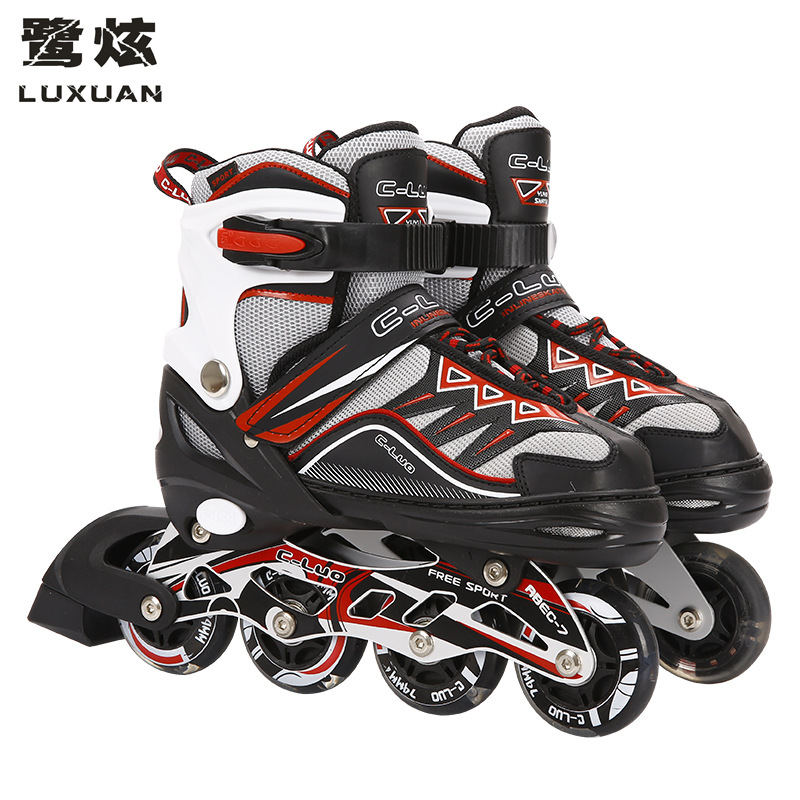 溜冰鞋 单排单刹滑板鞋 八轮全闪可调节大小 全铝支架安全安心
