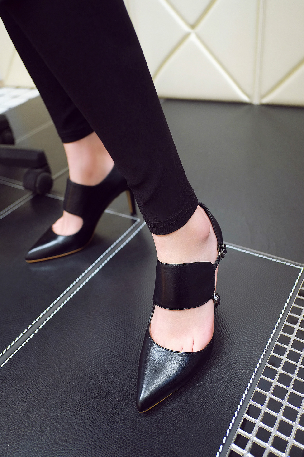 四川成都明星同款真皮女凉鞋 2015春夏款名媛气质单鞋尖头性感高跟鞋