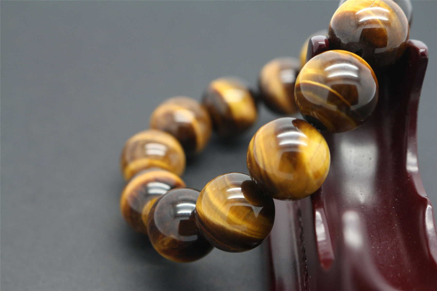 【天然黄虎眼手链 aaa级天然虎睛石手链 珠径16mm男款虎眼手链】天然