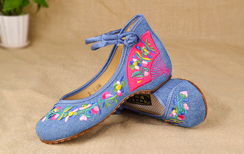 15春夏新款老北京布鞋广场舞蹈民族风绑带绣花鞋舒适内增高女单