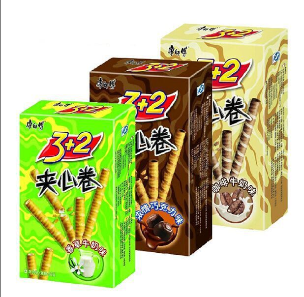 55g康师傅3 2夹心卷饼干 香脆休闲零食 办公食品 批发 超市采购