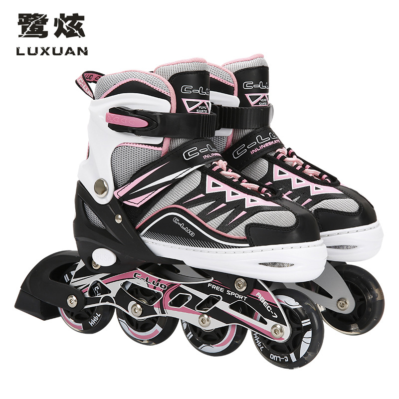 溜冰鞋 单排单刹滑板鞋 八轮全闪可调节大小 全铝支架安全安心