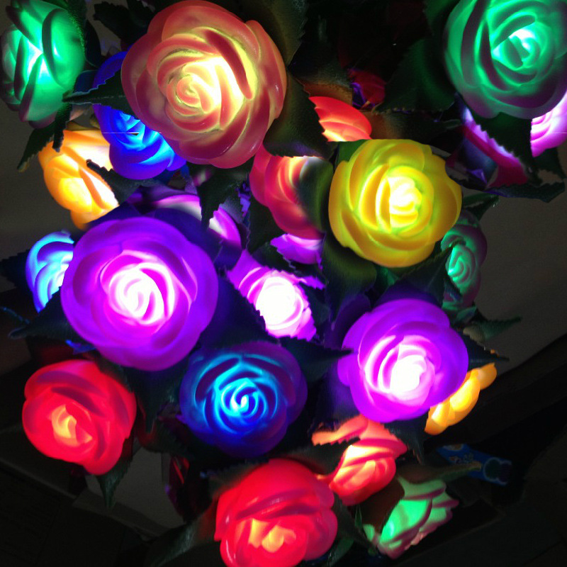 七夕情人节礼物花创意礼品仿真花led发光电子玫瑰花梦幻玫瑰灯