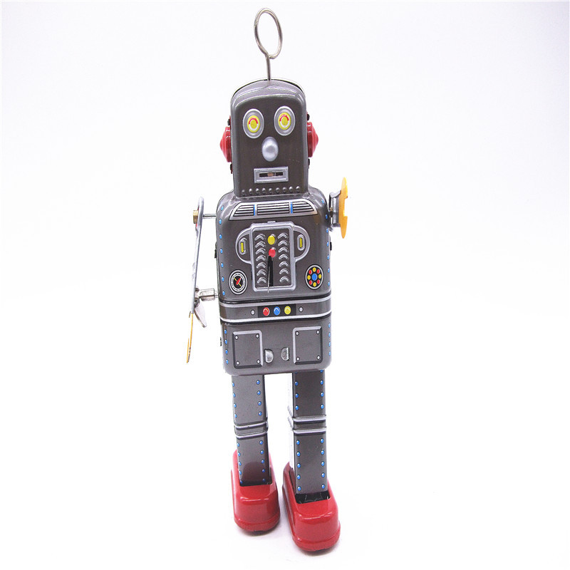 80后怀旧铁皮玩具 ms438上链机器人 发条铁皮 玩具