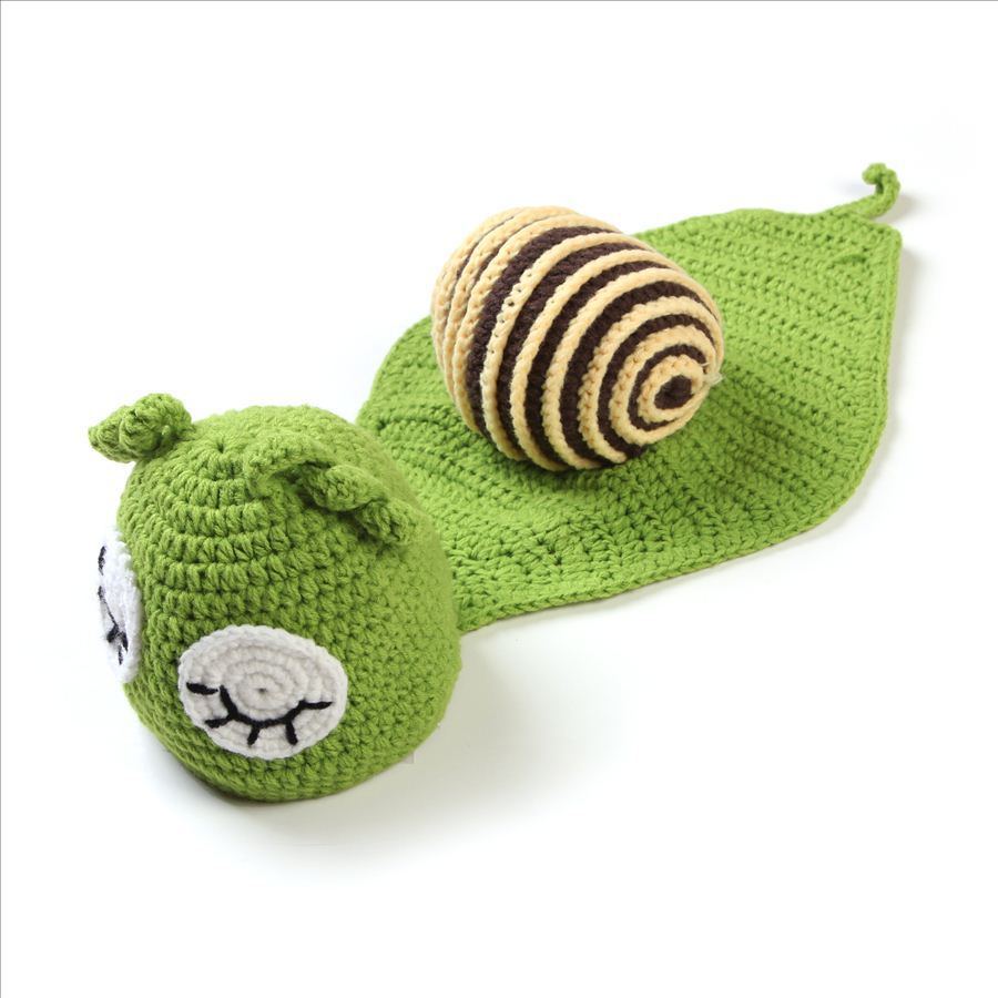 手工毛线编织婴儿拍照服装 婴儿毛衣套装 影楼儿童摄影服装绿蜗牛