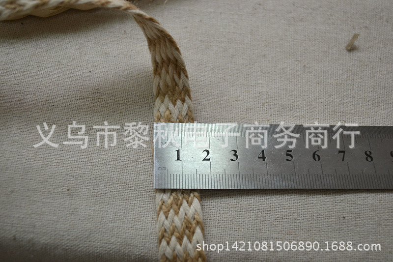 1.5厘米宽棉麻混织扁麻多股厚麻绳编织工艺diy黄麻绳
