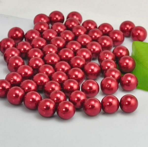 高档仿珍珠厂家批发 手工diy串珠饰品配件 散珠 红色单孔仿珍珠