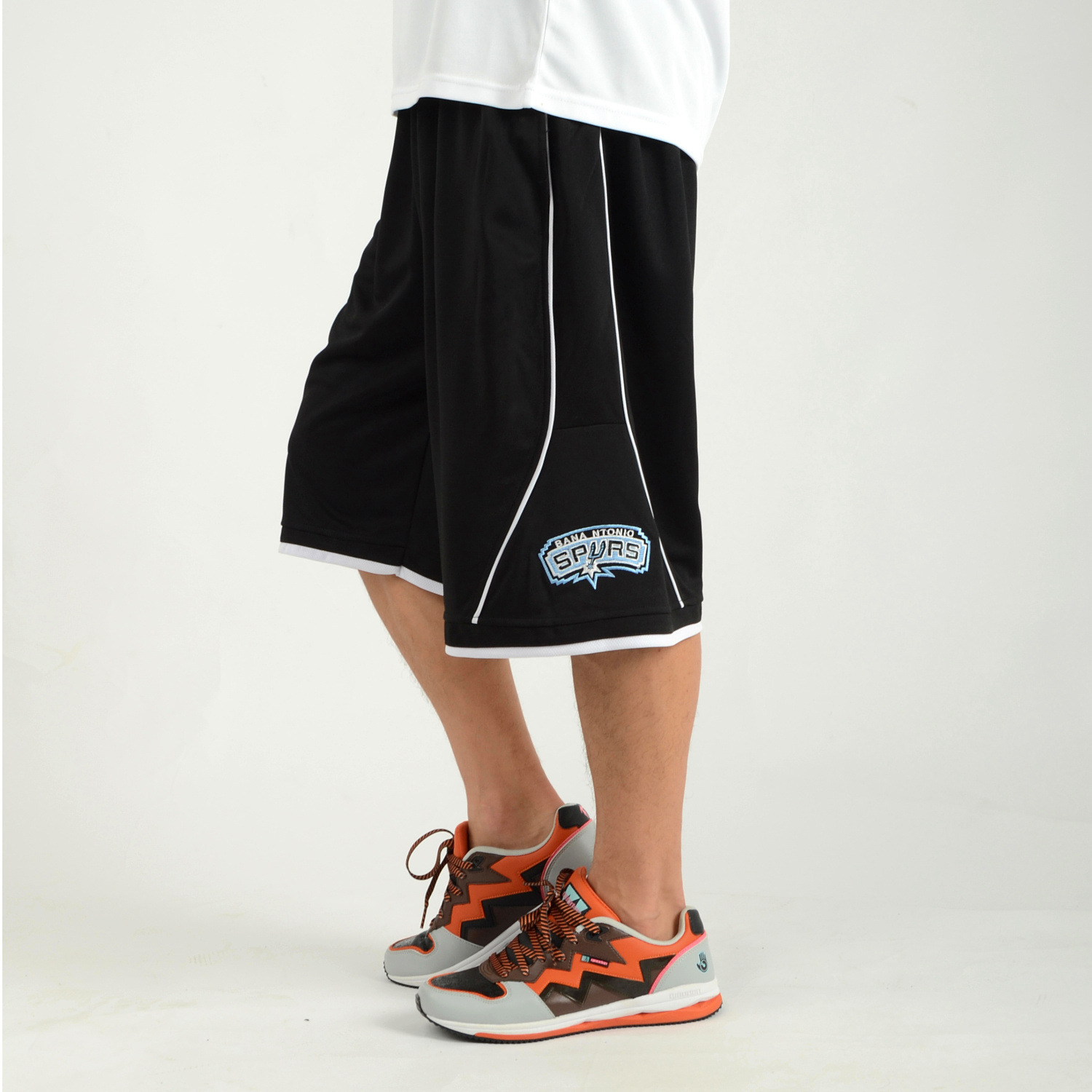 nba马刺队篮球短裤男夏季薄款健身运动中裤训练裤七分裤休闲裤