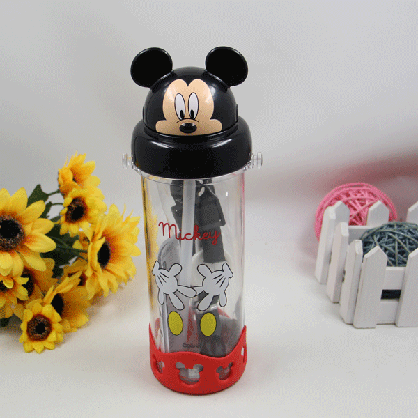新款迪士尼新力4243 4245 情侣吸管水壶 正品凉水杯 500ml