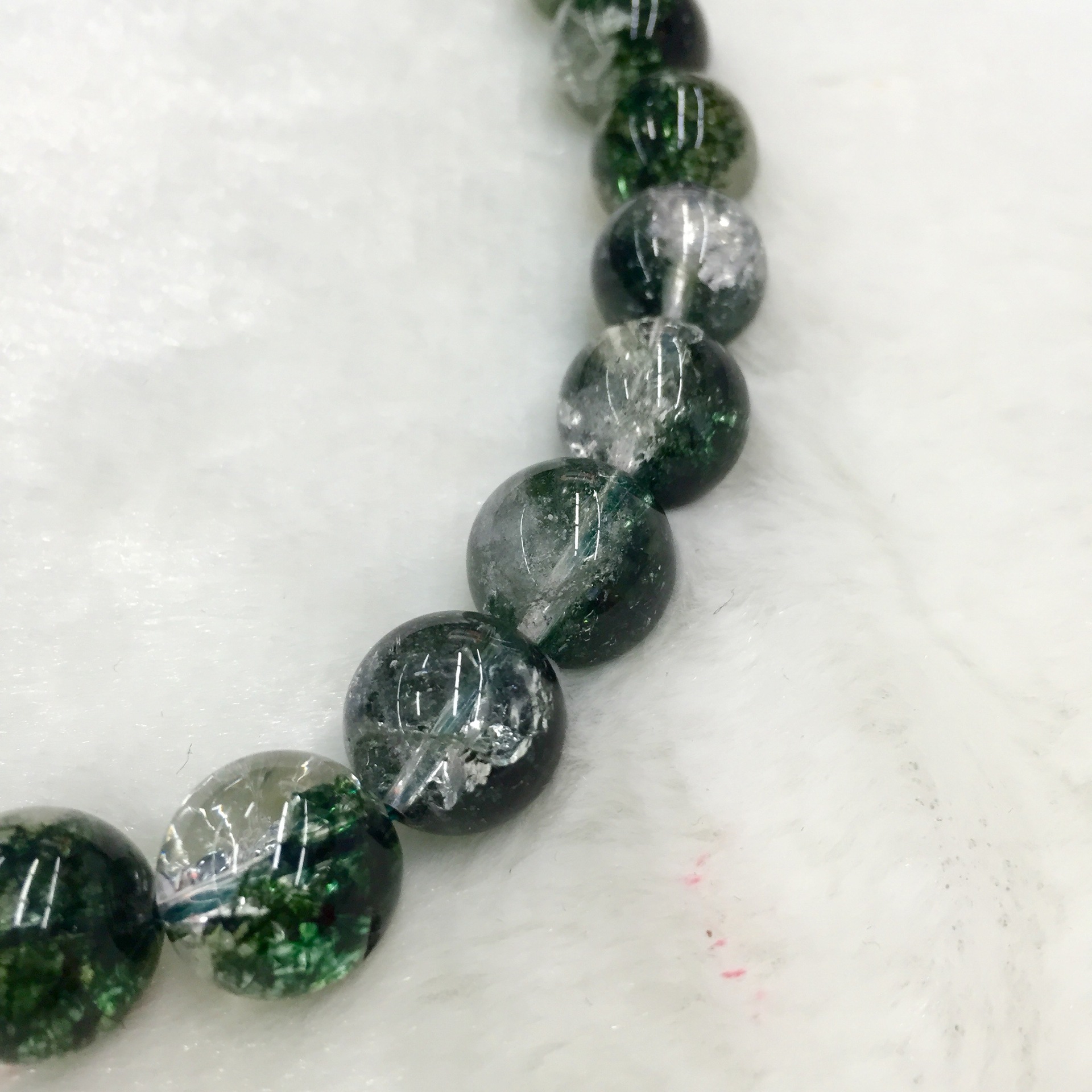 浙江金华天然水晶 diy饰品配件 仿绿幽灵半成品串手链串珠散珠厂家