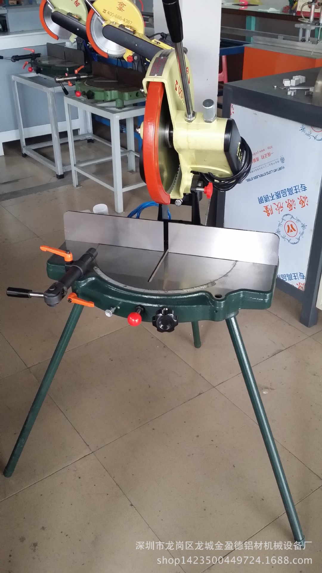 广东深圳热销 金王精密转盘铝材切割机,45°90°型材切割机带滚筒架子