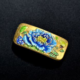 景泰蓝烤蓝工艺配饰 镀金金色长方形荷花 泰可泰工厂批发