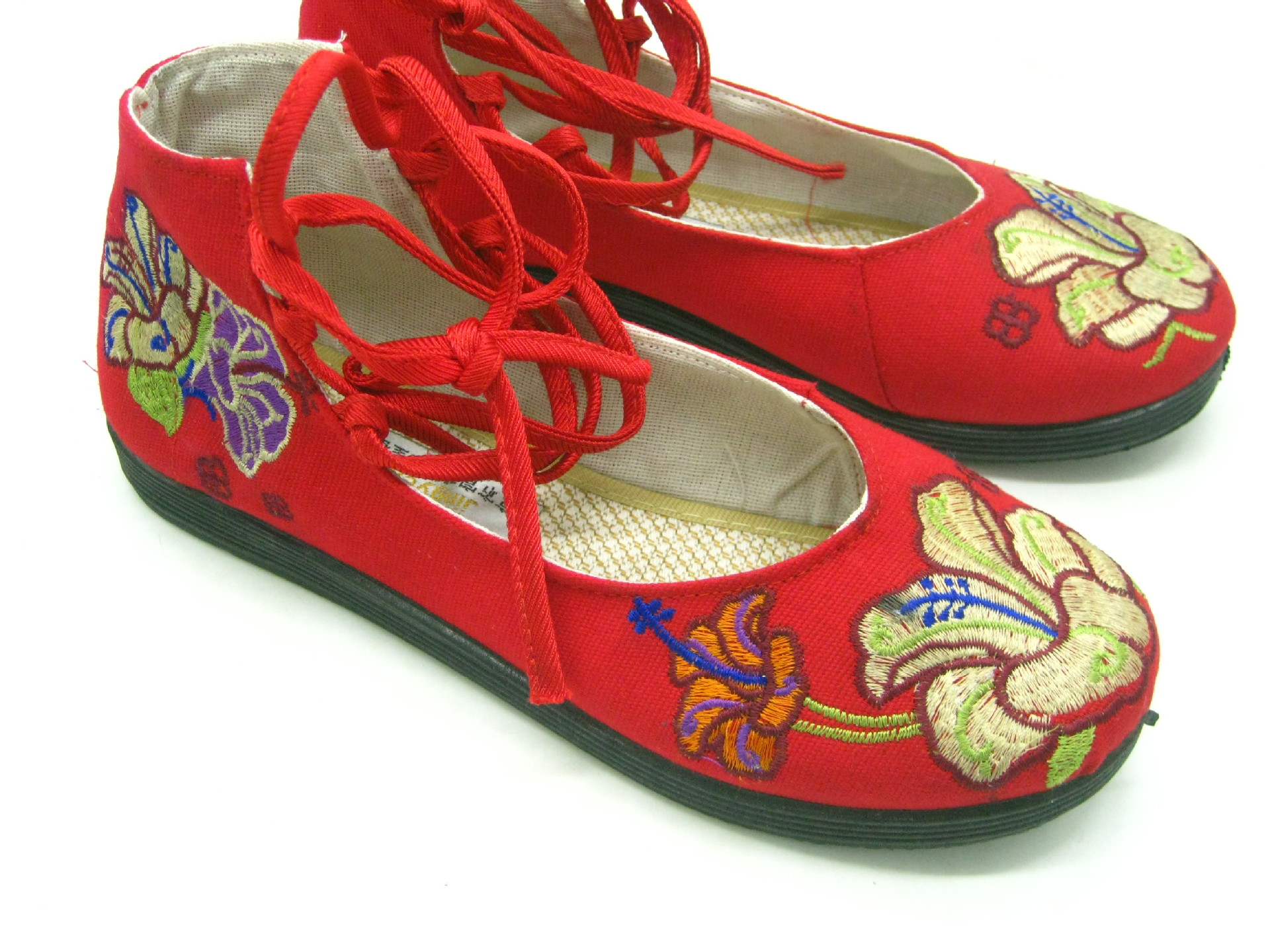 老式北京布鞋女鞋绣花鞋 平底 系带 刺绣 民族风向阳花一双起批