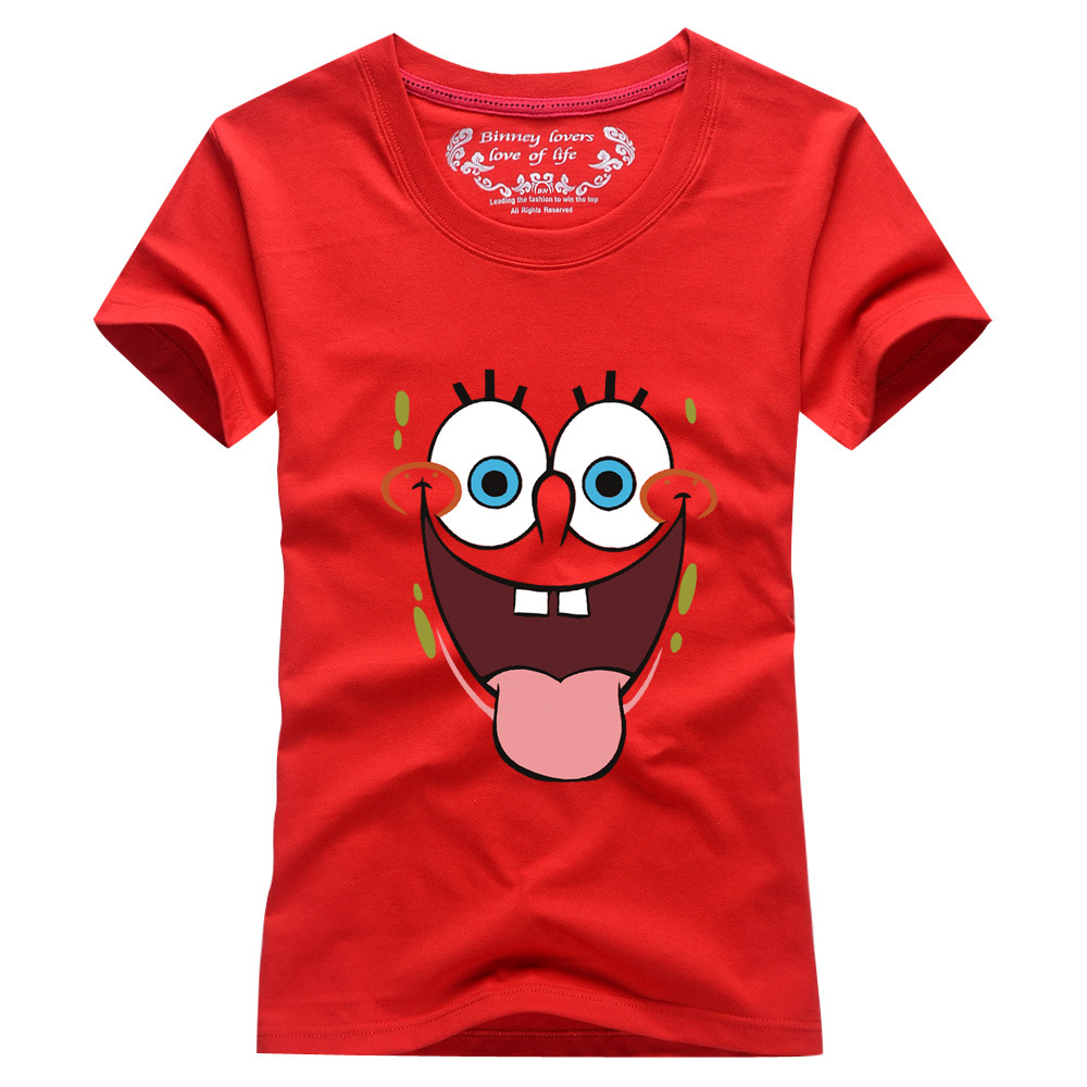 t恤亲子装2015夏装新款 一家三口装纯棉儿童装情侣装海绵宝宝 短