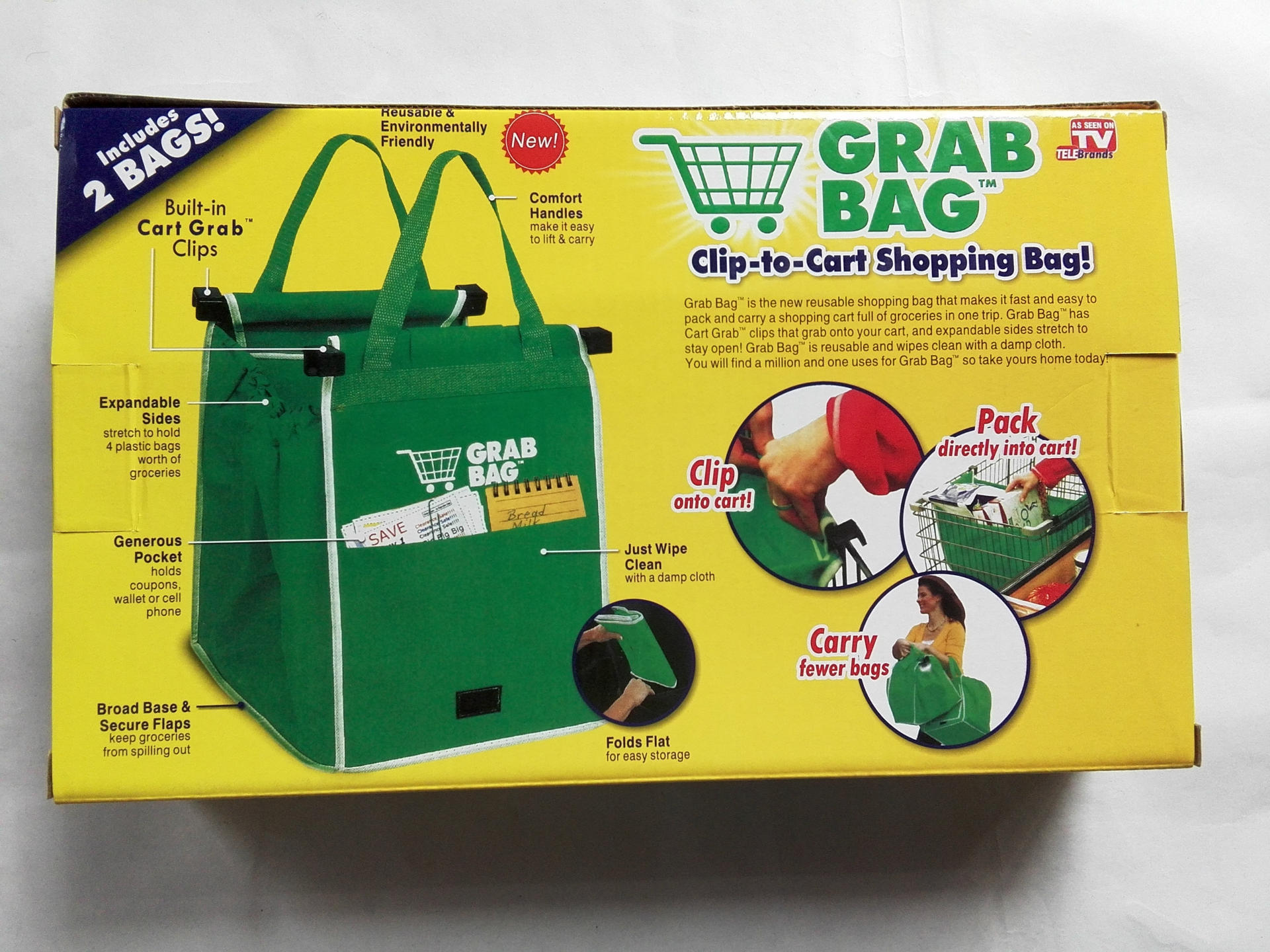 新tv产品 grab bag绿色环保袋超市购物袋 最新推车购物袋