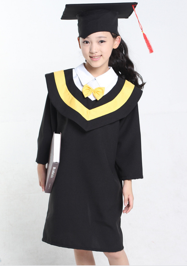 批发定做儿童博士服小学生毕业拍照红黑博士服装幼儿园表演学士服