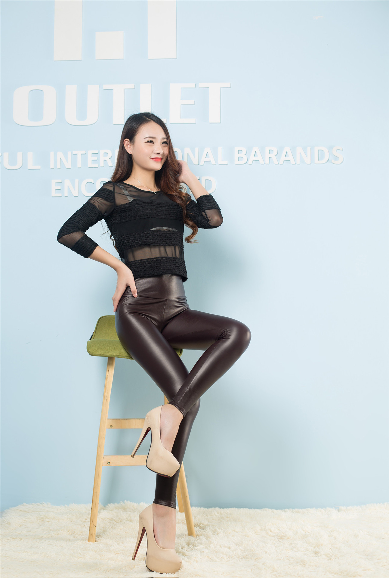 欧美秋冬紧身抓绒高腰pu亮皮女大码打底裤小脚裤铅笔九分弹力皮裤