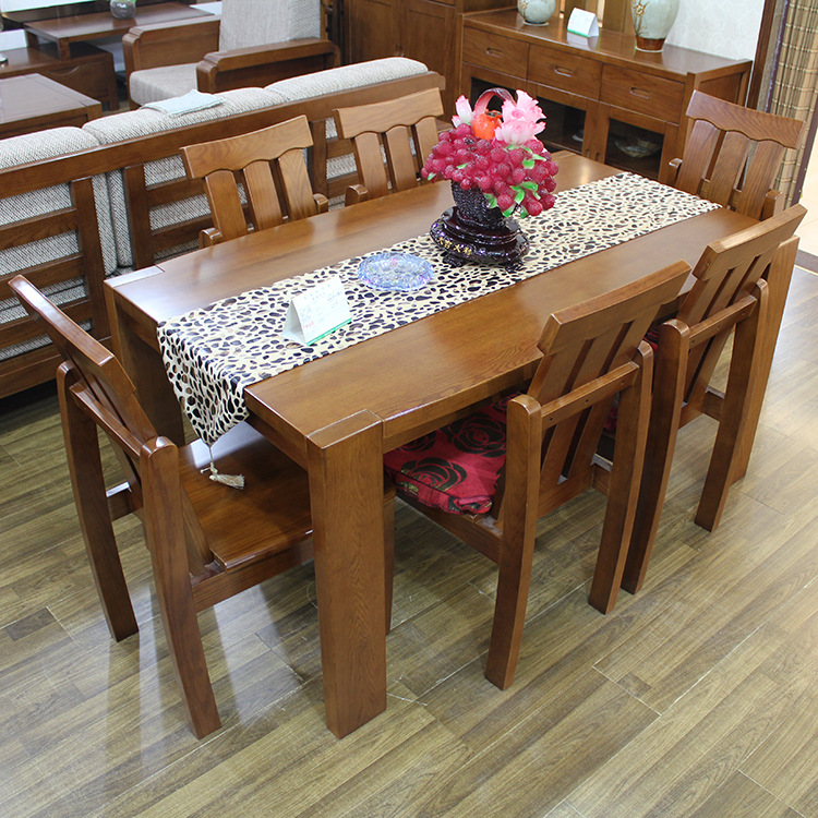 特价实木餐桌椅组合现代中式红橡木饭桌小户型长方形餐台批发直销