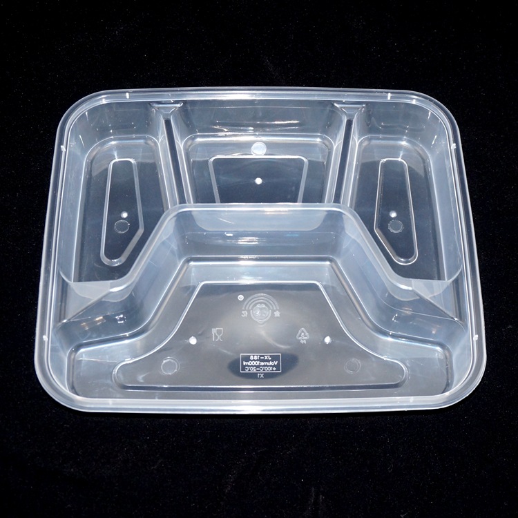 批发供应高级一次性环保四格快餐盒打包盒密封可微波餐盒jx188