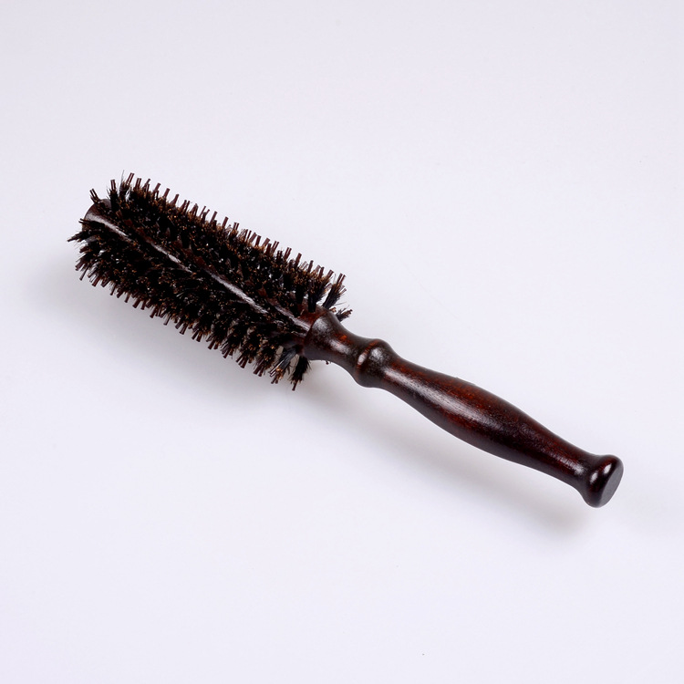 加长毛滚梳猪鬃毛卷发梳 吹直发滚梳梨花头造型梳圆筒梳子厂家