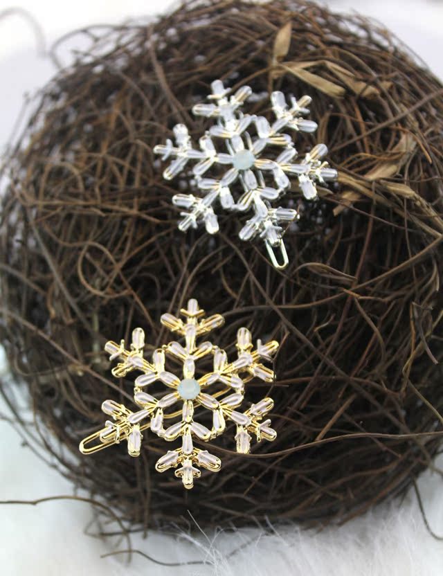 a162 创意森系手工复古萌可爱潮发饰 小清新雪花发夹头饰女款闺蜜图片
