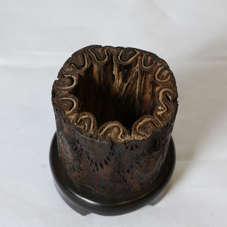 金丝楠木博物馆 桫椤笔筒工艺品自然件原木文房四宝 毛笔筒礼品